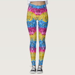 Pansexual Dragon Damask - Pridet Flagga Färg Leggings