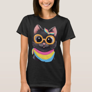 Pansexual Flagga a Cute Cat for Pan Community T Shirt