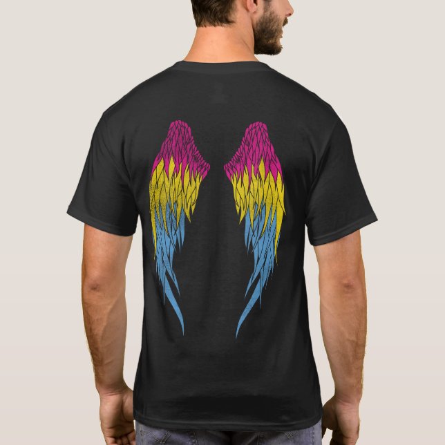 Pansexual Flagga - Angel Vingar T Shirt (Baksida)
