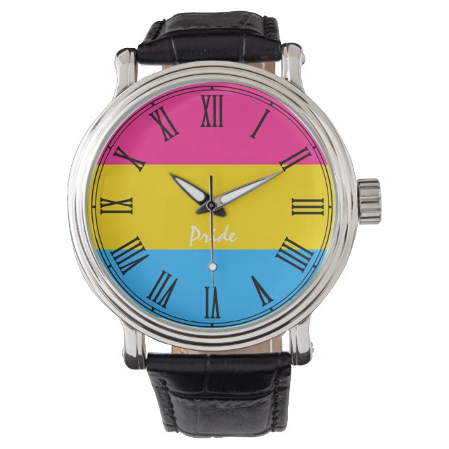 Pansexual Flagga & Pride Watch Armbandsur (Framsida)