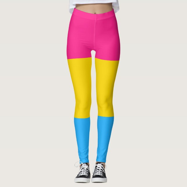 Pansexual Flagga Rosa Gult Blue Stripe LGBT Leggings (Framsida)