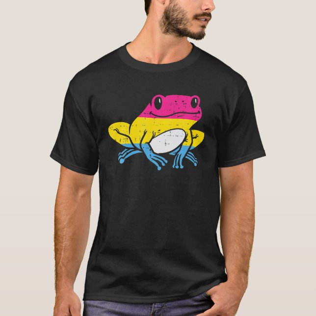 Pansexual Frog Funny Toad Pan Pride Flagga Ally Ma T Shirt (Framsida)