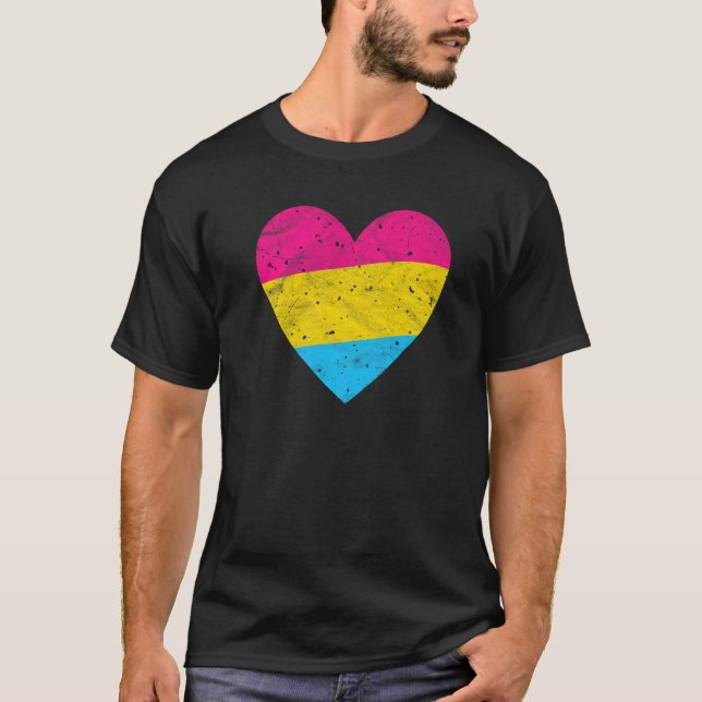 Pansexual Heart with Pan Flag  Pride Month Gender  T Shirt (Framsida)