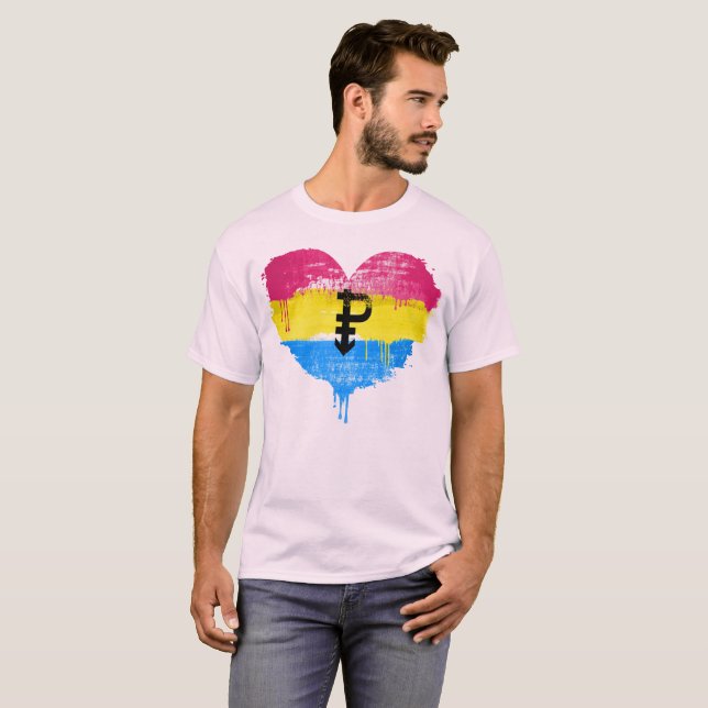 PANSEXUAL HJÄRTA - PANSEXUAL KÄRLEK - SYMBOL - TEE (Hel framsida)