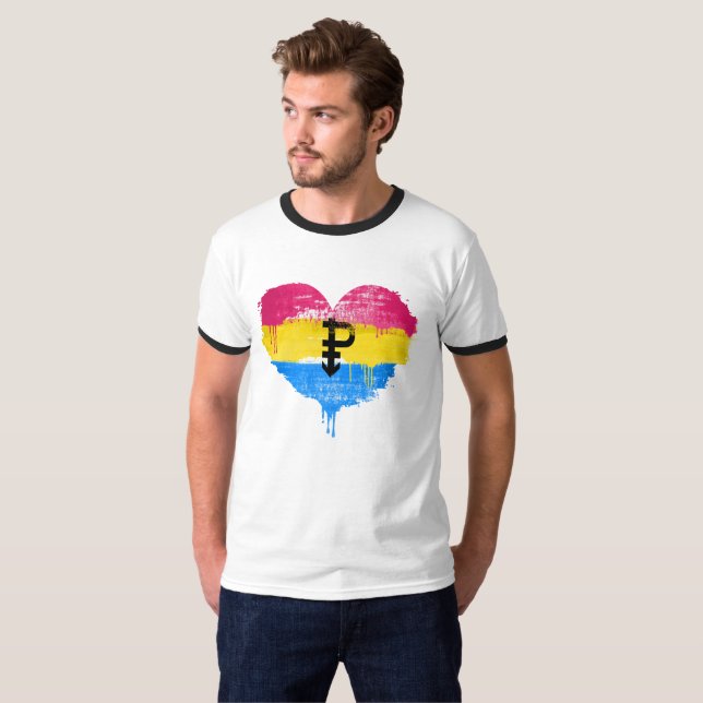 PANSEXUAL HJÄRTA - PANSEXUAL KÄRLEK - SYMBOL - TEE (Hel framsida)
