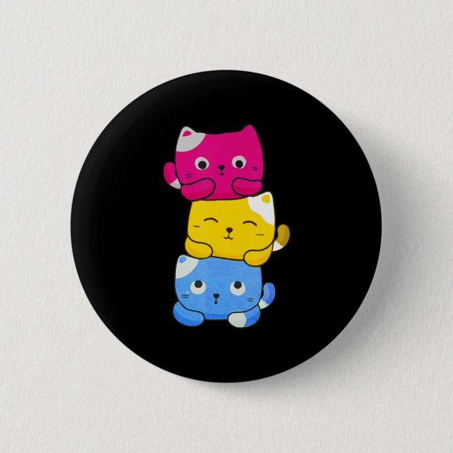 Pansexual Kawaii Cat Anime Art Cute Pan Pride HGBT Knapp (Framsida)