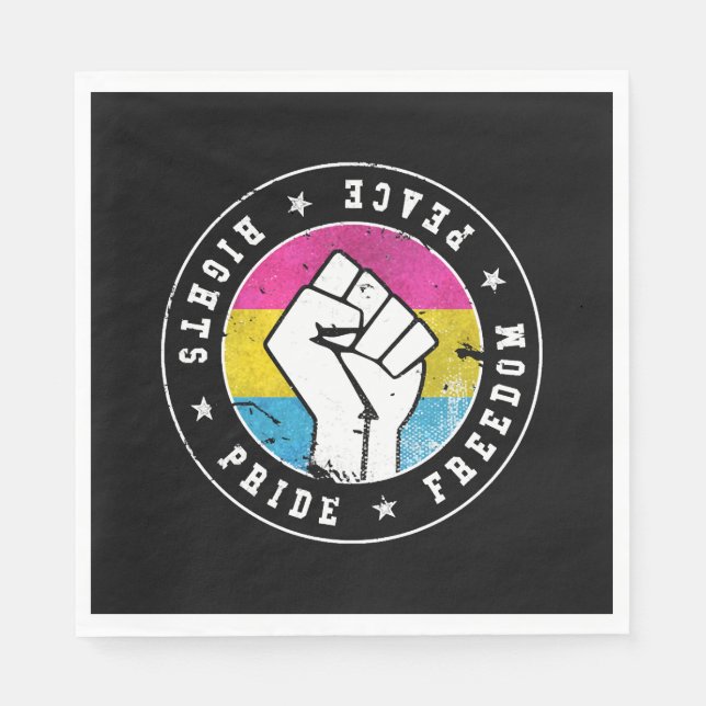 Pansexual LGBT Flagga Emblem W grunge Pappersservett (Framsidan)