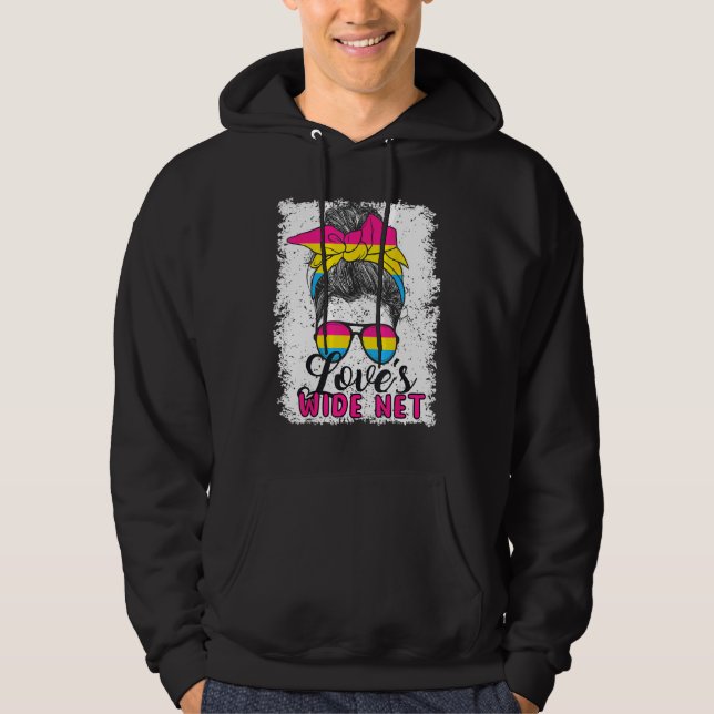 Pansexual Love s Wide Net Pansexual Flag Hoodie (Framsida)