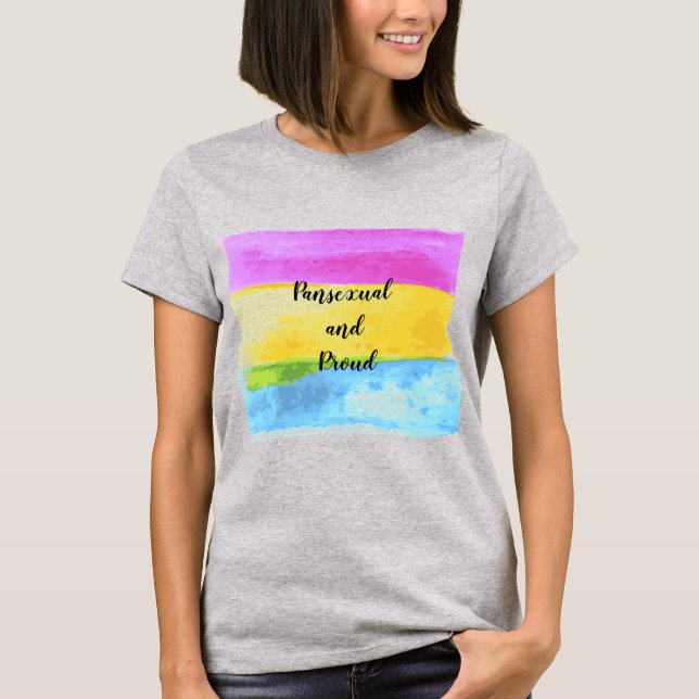 Pansexual och Proud Watercolor T Shirt (Framsida)