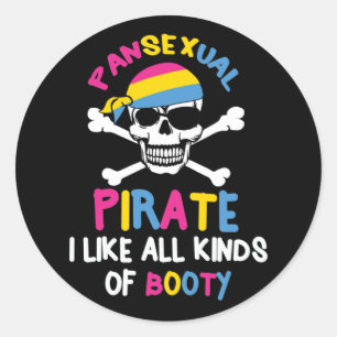 Pansexual Pirat Booty LGBTQ Pride Runt Klistermärke