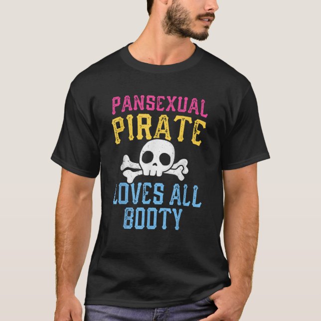 Pansexual Pirat Kärlek All Booty LGBT Pride T Shir T Shirt (Framsida)