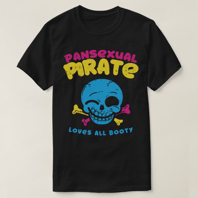 Pansexual Pirat Kärlek hela bootyn lgbt pride T Shirt (Design framsida)