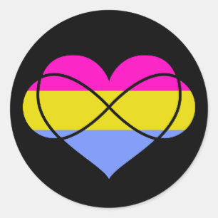 Pansexual Polyamoral Infinity Heart Sticker Runt Klistermärke