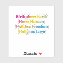 Pansexual Pride - Birthplace: Earth. Tävling: Männ Klistermärken