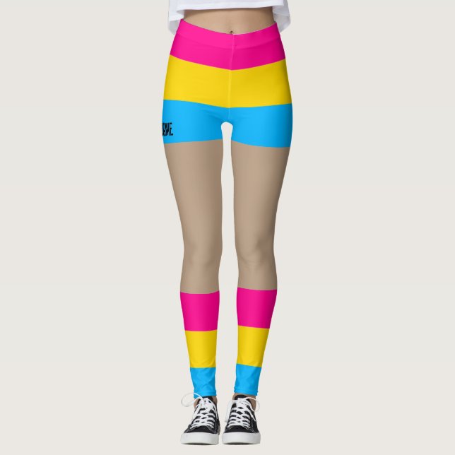 Pansexual Pride Faux Kort & Ben Leggings (Framsida)