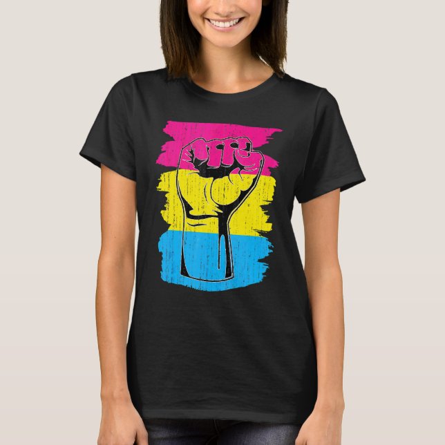 Pansexual Pride Fist Pansexuality Flagga Queer Pan T Shirt (Framsida)