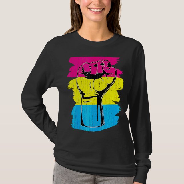 Pansexual Pride Fist Pansexuality Flagga Queer Pan T Shirt (Framsida)
