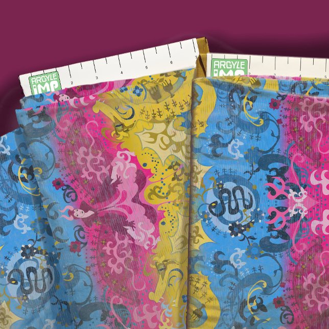 Pansexual pride flagga färg Dron Damask Tyg (close-up with ruler)