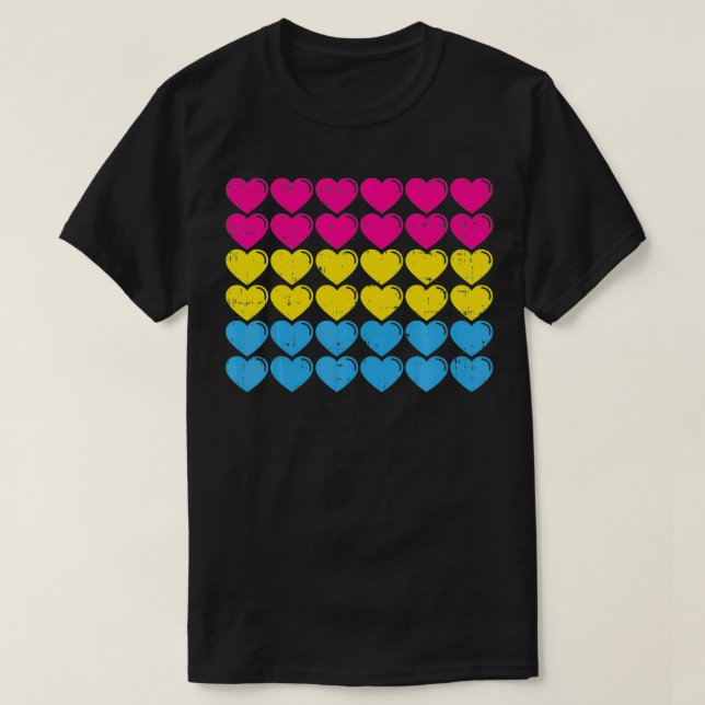 Pansexual Pride Flagga Hearts Kärlek Cute Pan Flag T Shirt (Design framsida)