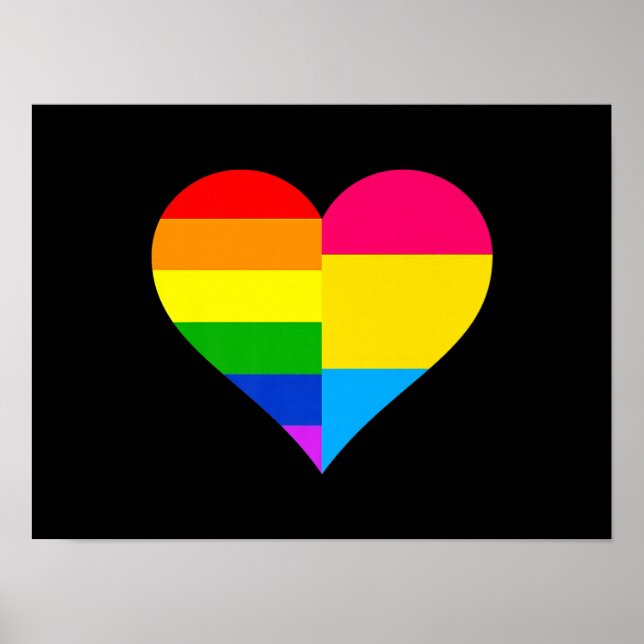 Pansexual Pride LGBT Heart Lesbisk Gay Couple Poster (Framsidan)
