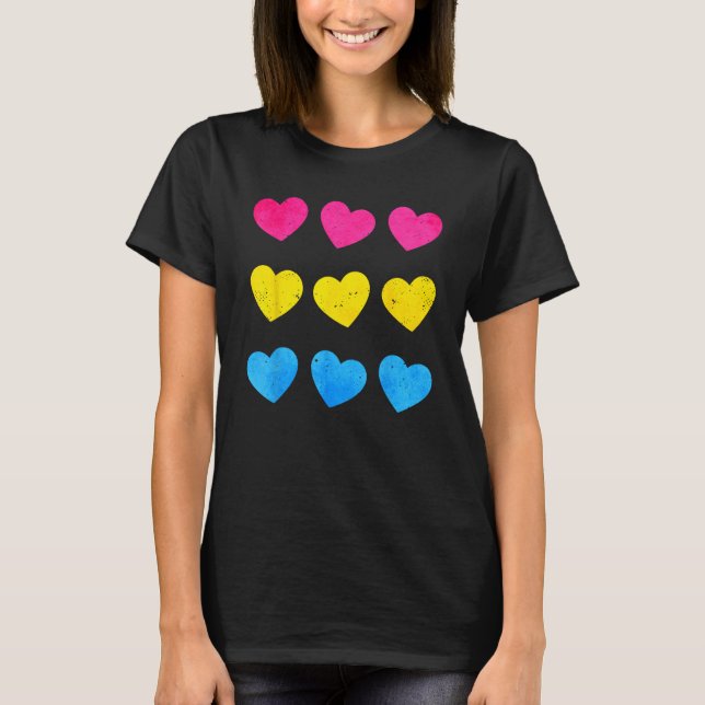 Pansexual Pride Pan Flag Hearts Subtle LGBTQ T Shirt (Framsida)
