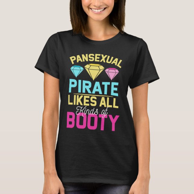 Pansexual Pride Pan Högers Gay Pirat Booty T Shirt (Framsida)