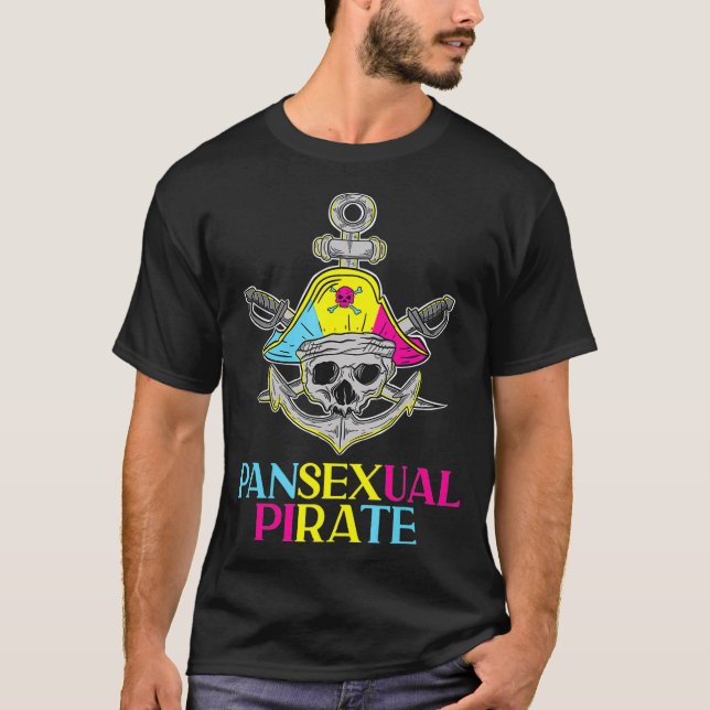 Pansexual Pride Pirat LGBTQ Monetary Pans Flagga F T Shirt (Framsida)