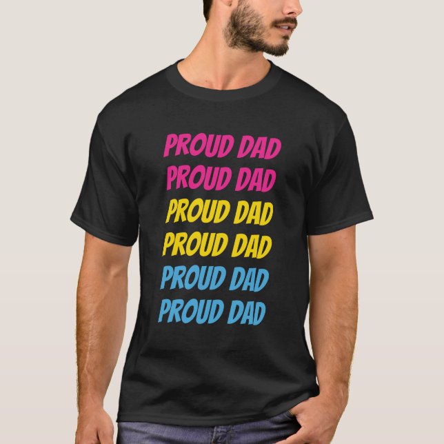 Pansexual Pride Proud Pappa Repeterande text i HBT T Shirt (Framsida)