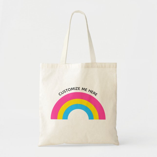 Pansexual Pride Rainbow Flagga Monogram Tote Bag Tygkasse (Framsidan)