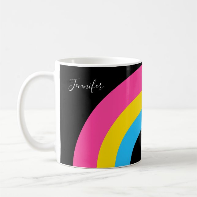 Pansexual Pride Rainbow Flagga Söt Monogram Kaffemugg (Vänster)