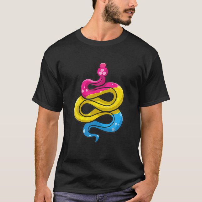 Pansexual Pride Saker Pan Flagga Färg Snake Reptil T Shirt (Framsida)