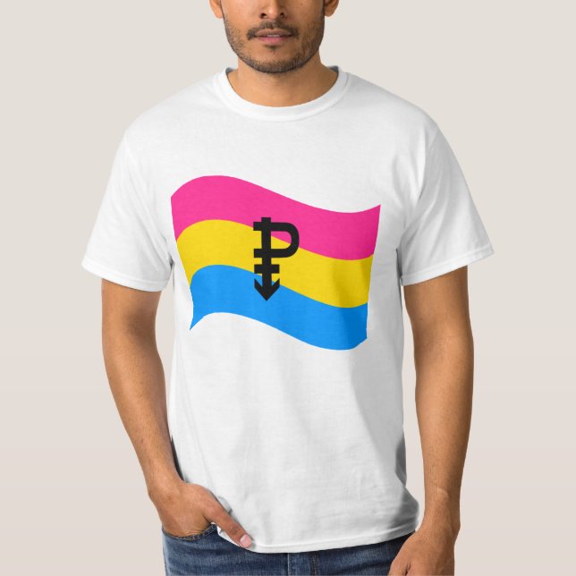 Pansexual Pride Symbol Vågigt Flagga T Shirt (Framsida)