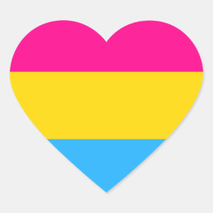 "PANSEXUAL PRIDEFLAGGA ", HJÄRTFORMAT KLISTERMÄRKE