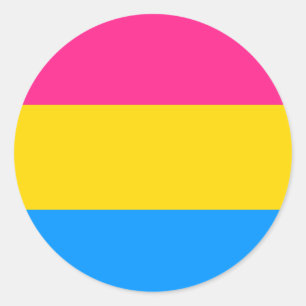 Pansexual prideflagga runt klistermärke