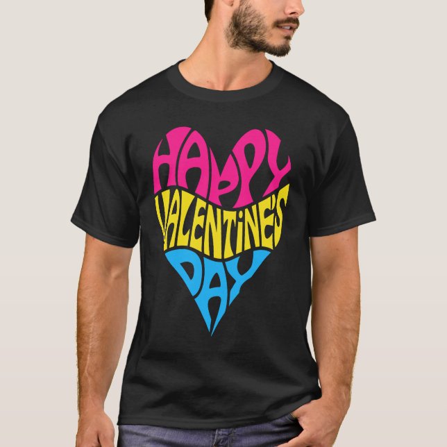 Pansexual Valentine's Day Pan LGBTQ LGBT Love and  T Shirt (Framsida)