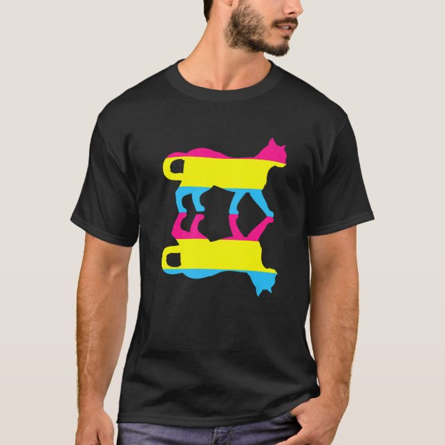 Pansexualitet Flagga Djurkatt Höger Lgbt Pan T Shirt (Framsida)