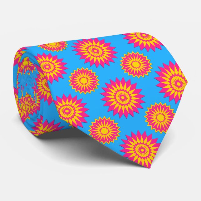 Pansexualitet pride flagga / blåblomma mönster slips (Rullad)
