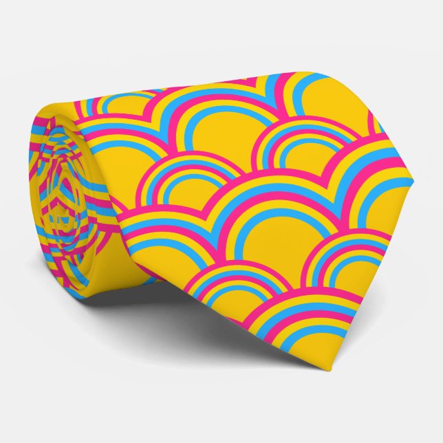 Pansexualitet pride flagga/gult regnbåge mönster slips (Rullad)