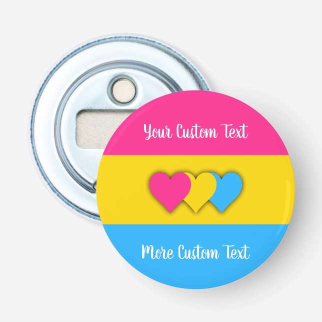 Pansexualitet pride flagga med flaska-öppnare flasköppnare (Framsidan)