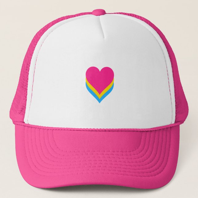 Pansexualitets stolthet hjärtan truckerhatt keps (Framsida)