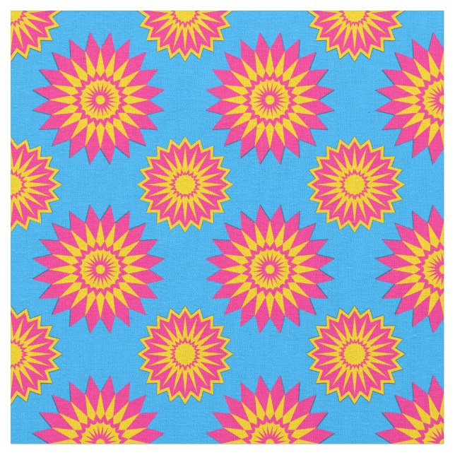 Pansexualitets stolthetsfärger /blommönster i blå tyg (Närbild)