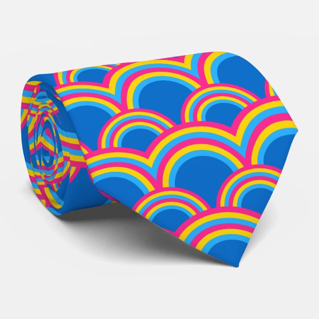 Pansexualitets stolthetsflagga / blå regnbågsmönst slips (Rullad)