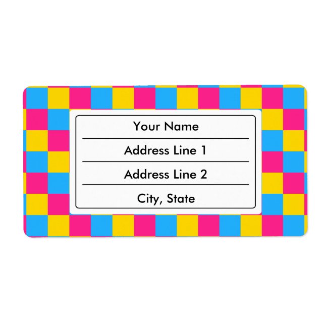 Pansexuality colors checkered pattern label fraktsedel (Framsidan)