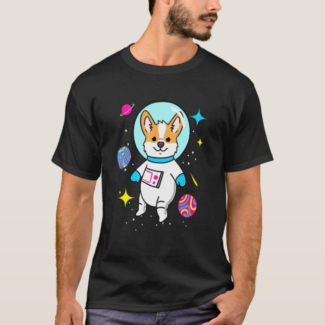 Pansexuell Corgi I Rymden Pan Pride T Shirt (Framsida)