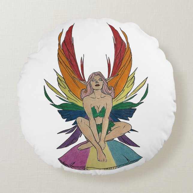 Pansexuell fe rund kudde (Framsidan)