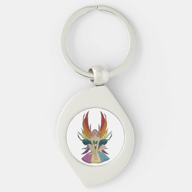 Pansexuell fe swirl silverfärgad nyckelring (Framsidan)