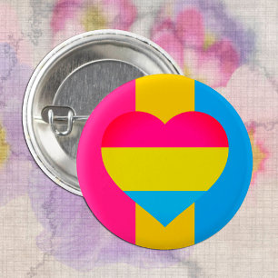 Pansexuell Flagga, hjärta och Pride, gemenskap/ ge Knapp
