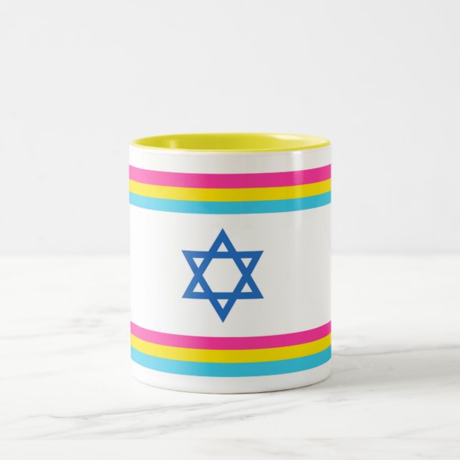 Pansexuell Israel Pride Flagga Två-Tonad Mugg (Center)