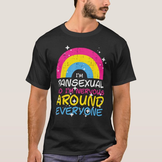 Pansexuell Nervös Runt Alla Pan Pride Lgbtq T Shirt (Framsida)
