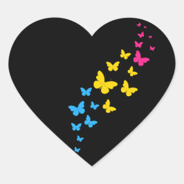 Pansexuell Pride Fjärilsstig Hjärtformat Klistermärke